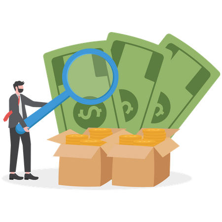 Businessman checking money  Illustration