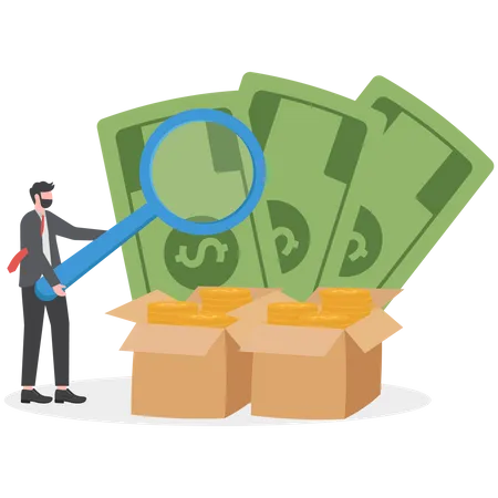 Businessman checking money  Illustration