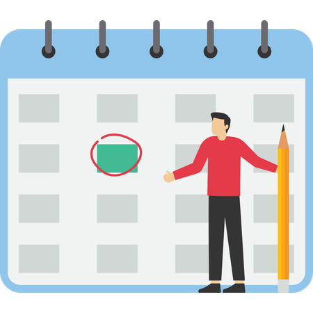 Businessman Circle Date on Huge Calendar Planning Important Matter  Illustration