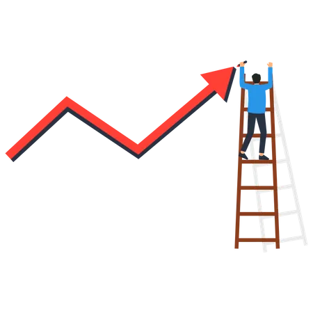 Businessman climbing on ladder for growth  Illustration