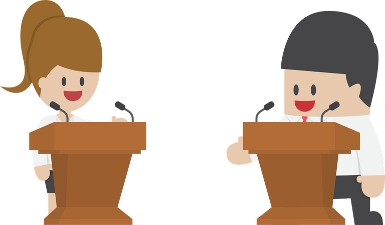 Businessman debating on the podium political debates and election  Illustration