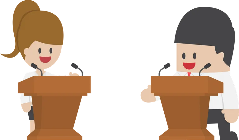 Businessman debating on the podium political debates and election  Illustration