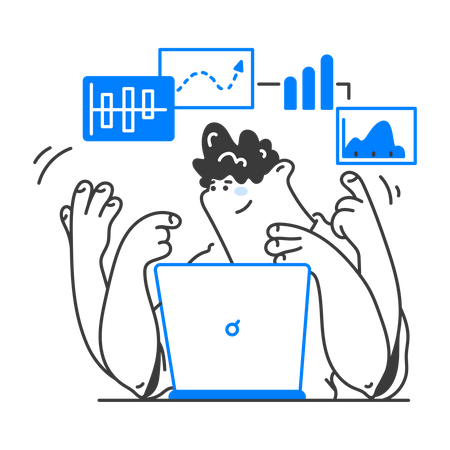 Businessman do multitasking on data analytics  Illustration