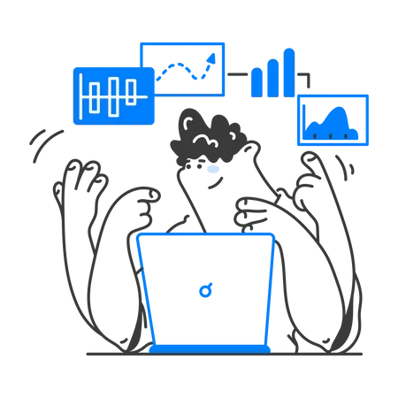 Businessman do multitasking on data analytics  Illustration