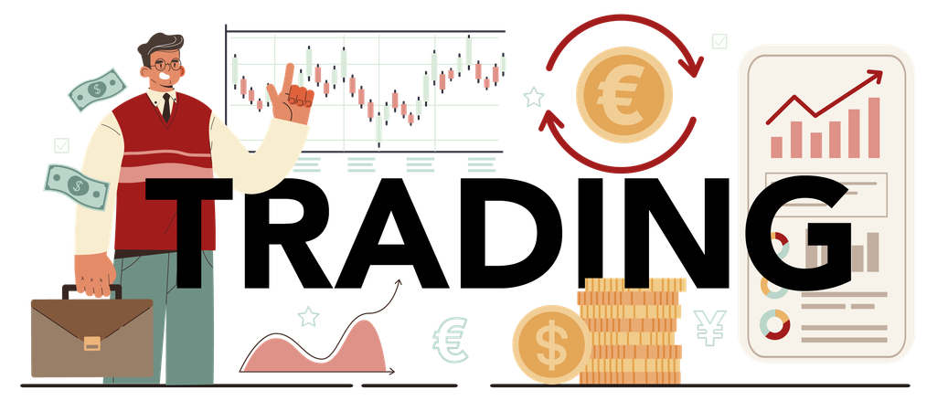 Businessman doing financial trading  Illustration