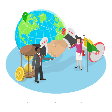 Businessman doing global business  Illustration