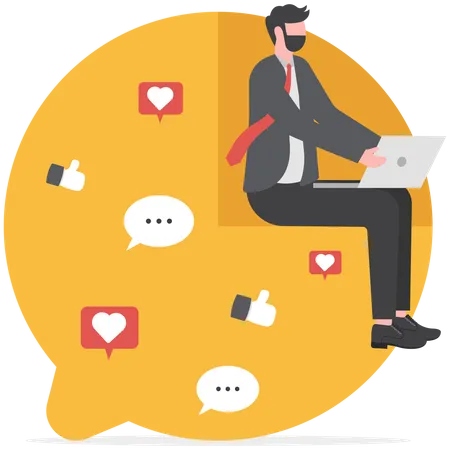 Businessman doing online chat  Illustration