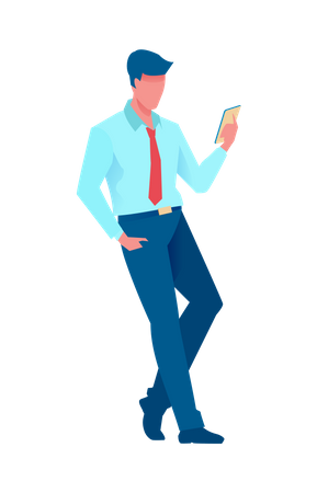 Businessman doing online meeting on mobile  Illustration