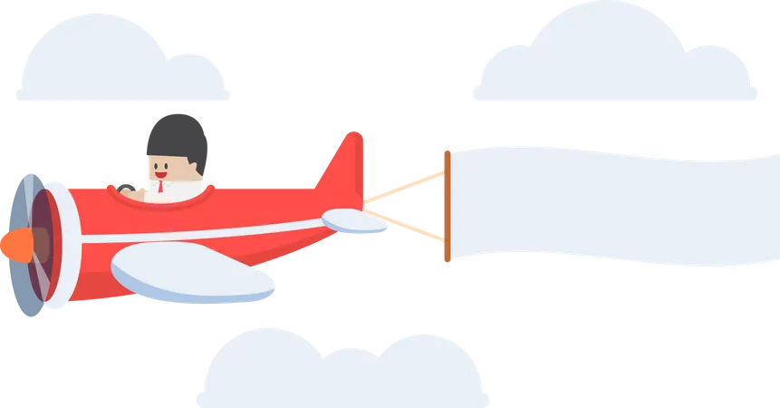 Businessman doing plane marketing  Illustration