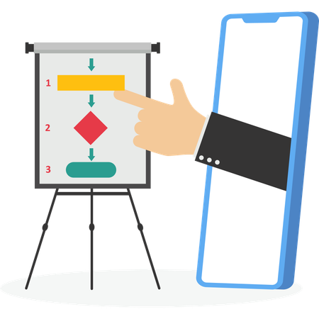 Businessman doing sequence planning  Illustration