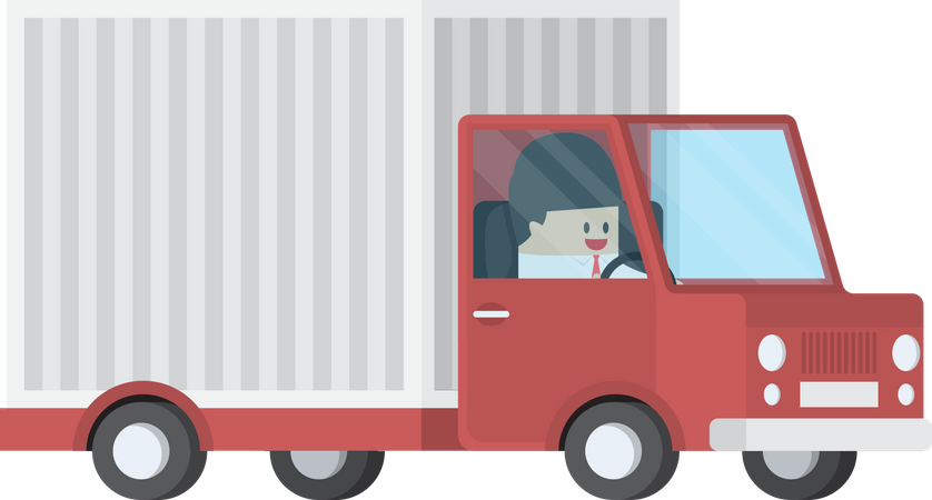 Businessman driving truck  Illustration