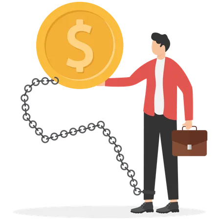 Businessman earning money by criminal means standing inside handcuffs  Illustration