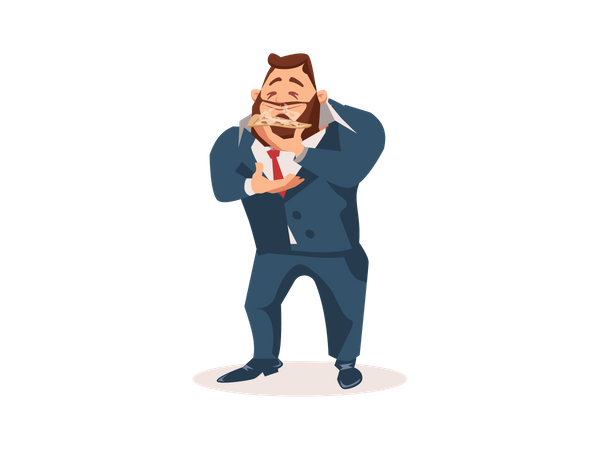 Businessman eating pizza  Illustration