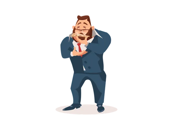 Businessman eating pizza  Illustration