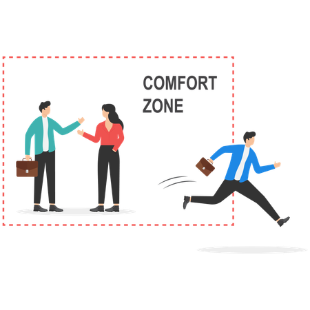 Businessman Exit From Comfort Zone  イラスト