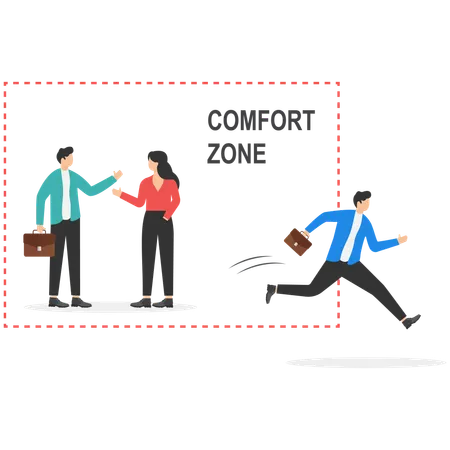 Businessman Exit From Comfort Zone  イラスト