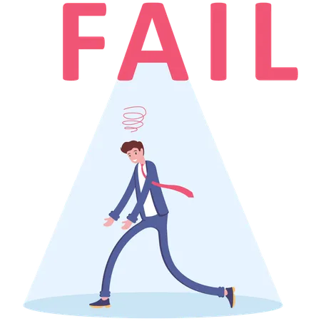 Businessman failure under big word fail  Illustration