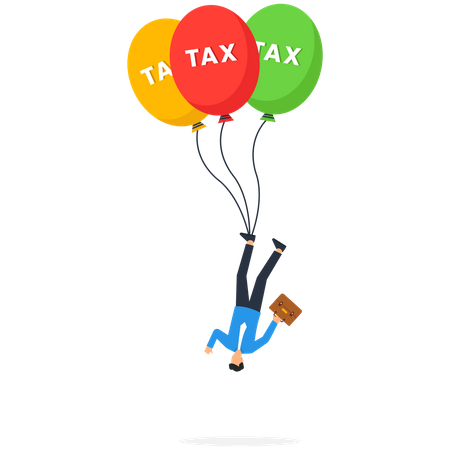 Businessman falling down with tax burden  Illustration