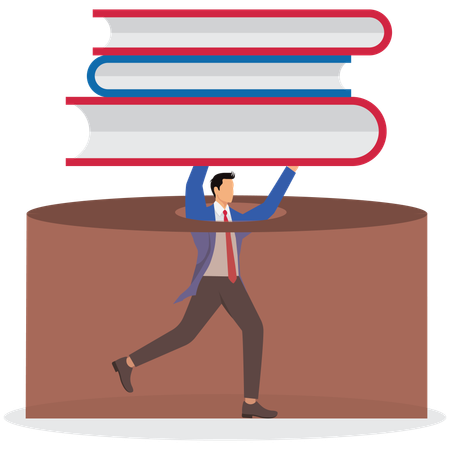 Businessman Falling in Hole and holding Book  Illustration