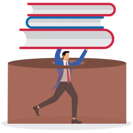 Businessman Falling in Hole and holding Book  Illustration