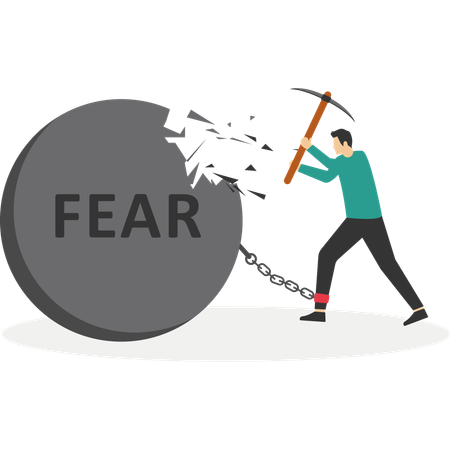 Businessman Fighting with Fear  Illustration