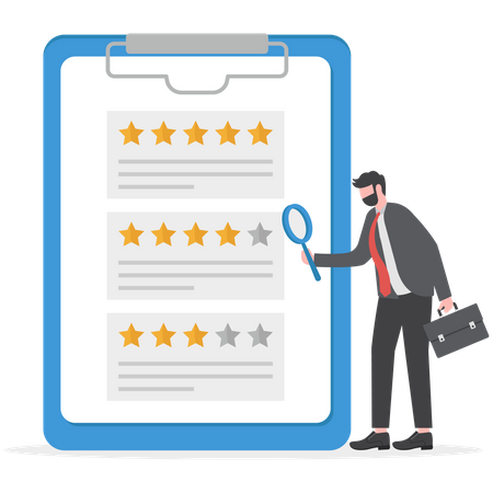 Businessman finding customer review  Illustration