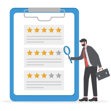 Businessman finding customer review  Illustration