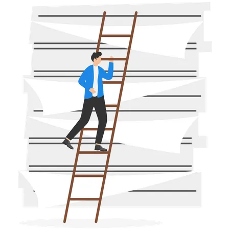 Businessman going up the ladder  Illustration