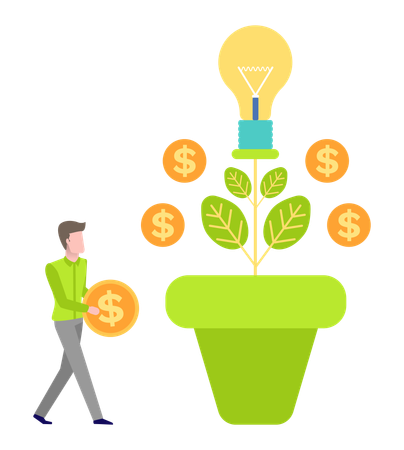 Businessman growing investment plant  イラスト