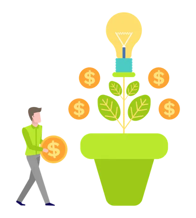 Businessman growing investment plant  イラスト