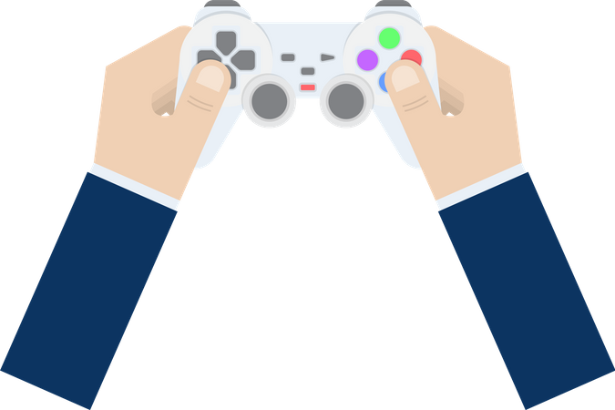 Businessman hand holding joystick or game controller  Illustration