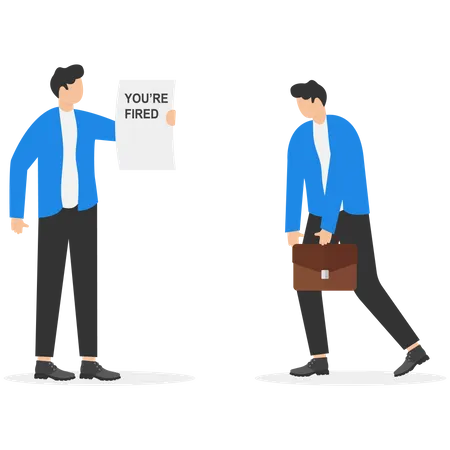 Businessman hands termination note  Illustration