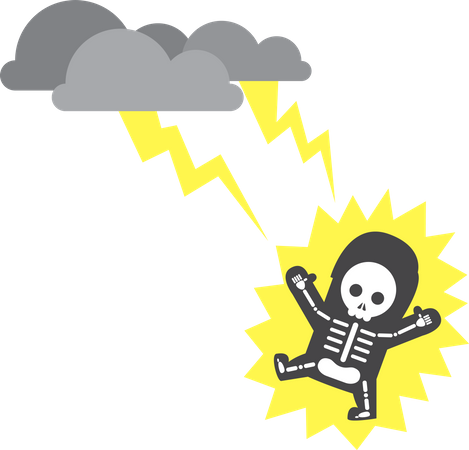 Businessman hit by lightning strike  Illustration