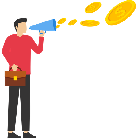 Businessman holding a megaphone  Illustration