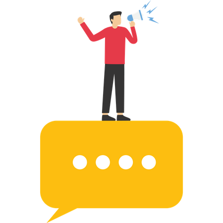 Businessman holding megaphone to telling message  Illustration