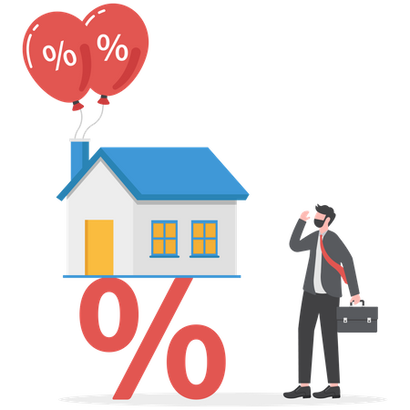 Businessman investor with telescope for Real estate and housing investment opportunity  Illustration