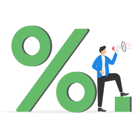 Businessman is announcing profit percentage  Illustration