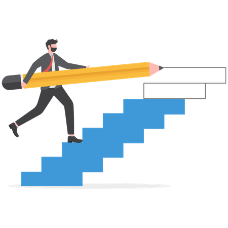 Businessman is designing success ladder  Illustration