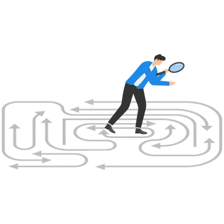 Businessman is finding correct path  Illustration