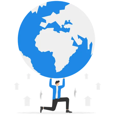 Businessman is holding up the globe  Illustration