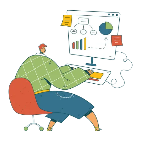 Businessman is working on a strategy  Illustration