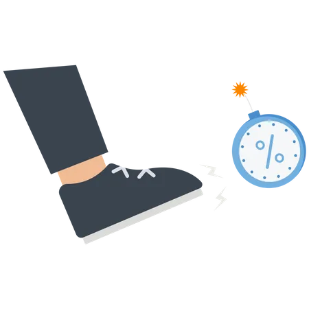 Businessman kicking a clock bomb  イラスト