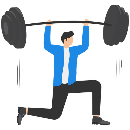 Businessman lifting heavy barbell  Illustration