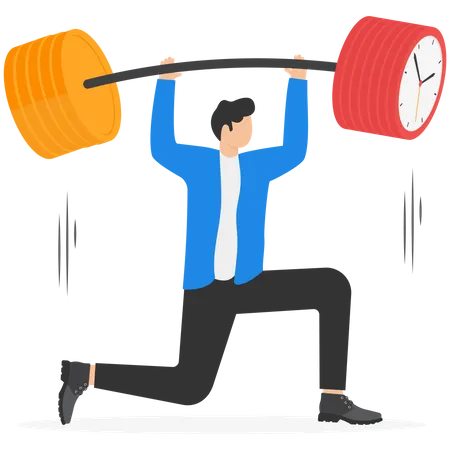 Businessman lifting weights  Illustration