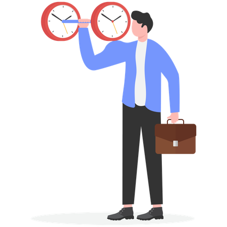 Businessman lifting weights with clock  Illustration