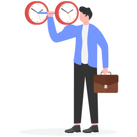 Businessman lifting weights with clock  Illustration