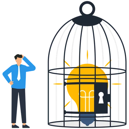 Businessman locks a business idea  Illustration