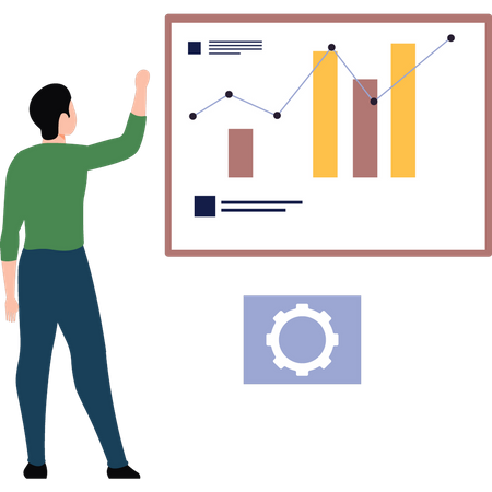 Businessman looking at graph analytics  일러스트레이션