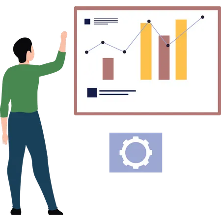 Businessman looking at graph analytics  일러스트레이션