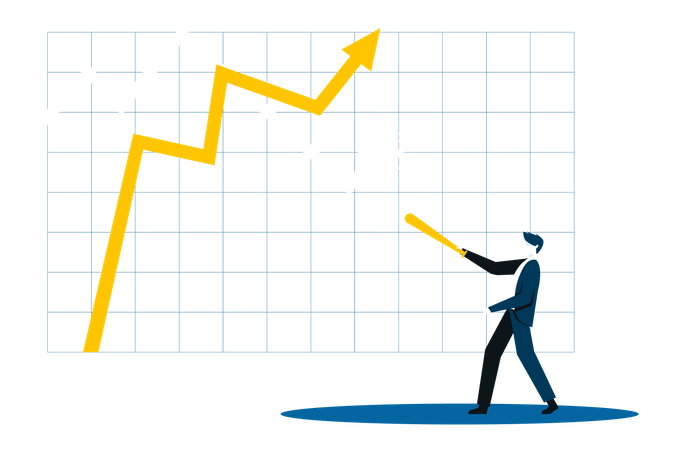 Businessman looking at loss chart  Illustration